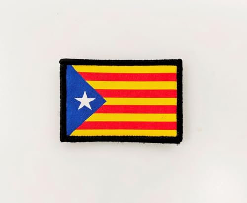 Parches Bandera Cataluña Estelada con Colores Oficiales - Escudo bordado - Parches Moteros Bordados - Parches Militares, parche Cataluña (Estelada)