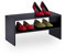 Relaxdays Schuhregal, 4 Paar Schuhe, HBT: 29,5 x 60 x 29,5 cm, schmal, 2 Ebenen, Flur Schuhablage, stapelbar, schwarz