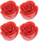 IMIKEYA 4 Stück LED Teelichter Kerzen Blumenform - Rot LED Teelichter Rose Flammenlose Kerzen Teelicht für Hochzeit Verlobung Deko Tischdekoration