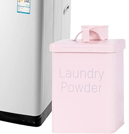 Laundry Detergent Container Vintage Retro Laundry Powder Container Laundry Powder Storage Container with Scoop Washing Powder Storage Tin Metal Detergent Box with Lid For Laundry Room Organization