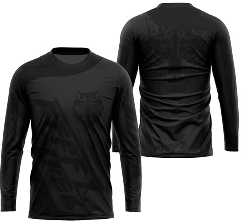 FFFF & OLFEH Herren Radtrikot Fahrradtrikot Langarm, Fahrradbekleidung Motocross Jersey Langarm MTB T-Shirt, Atmungsaktive Cycling Jersey,Shirt Downhill Fahrrad Jersey Schnelltrocknend (PN12,L)