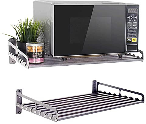 Mikrowellen-Wandregal aus Edelstahl – platzsparendes Küchenwandregal für Topfpfanne, Elektroofen – einfache Installation, 36,3 kg Gewicht – 19,65 x 15,52