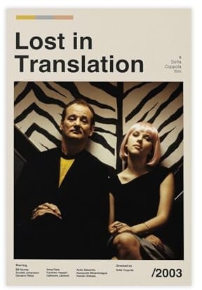 EYEZER Filmposter Lost in Translation, Leinwand-Poster, Wandkunst, Dekor, Bild, Gemälde für Wohnzimmer, Schlafzimmer, Dekoration, ungerahmt, 30 x 45 cm