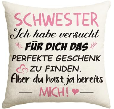 Artoid Mode Geschenk Für Schwester Kissenbezug, 45x45 cm Beste Schwester Geburtstagsgeschenke Kissen Schwesterherz Zierkissenbezug Cushion Cover Deko