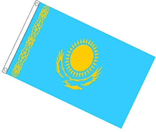 Kasachstan-Flagge, lebendige Nationalflaggen, doppelt genähte Kasachstan-Nationalbanner, 90 x 150 cm, Kasachstan-Banner