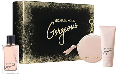 Gorgeous by Michael Kors für Frauen – 3 Stück Geschenkset 3,4 oz EDP Spray, 3,4 oz Body Lotion, rund