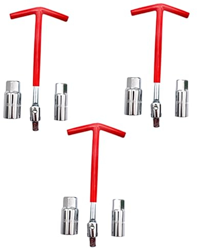 Eruceky 3 Teiliges Zündkerzen Steckschlüssel Set, Zündkerzenschlüssel Set, 16mm/21mm, für Auto und Motorrad Entferner(Rot)