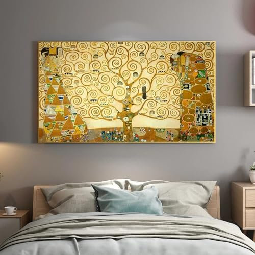 Famoso dipinto d'arte Gustav Klimt Albero della vita Dipinto su tela Poster Stampe di grandi dimensioni Immagine di arte della parete per soggiorno 90x150 cm/35x59 in Stampe d'arte senza cornice