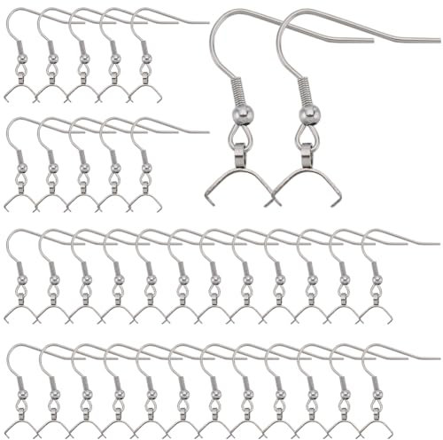 SUNNYCLUE 1 Scatola 50 Pezzi Ganci per Orecchini con Ganci per Pizzico Ganci per Orecchini In Acciaio Inossidabile Bulk Filo Francese Gancio per Orecchini Ganci per Orecchie Risultati Amo Da Pesce per