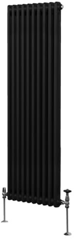 Radiador Tradicional Vertical de 2 columnas 1800mm x 472mm | Negro | Acero | Montado en pared | Kit de fijación y soportes + Cepillo de limpieza GRATIS | Calefacción estufa calefactor