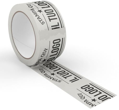 Generico Nastro adesivo personalizzato in polipropilene per pacchi, misura 5cm x 66m x 76mm - Resistente allo strappo e silenzioso - Ideale per imballaggio, spedizioni. (72, PERSONALIZZATO)