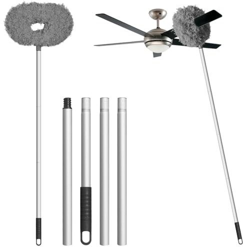 Eunice Ceiling Fan Duster with Extension Pole, Adjustable and Removable Fan Cleaner Blade for High Ceiling, Fan Cleaner for Window Door Furniture (Gray)