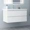 Biubiubath Badezimmermöbel 100cm Mineralguss Waschtisch mit Unterschrank Badmöbel Set Badezimmerschränke mit 2 Soft-Close Schubladen Hochglanz Weiß