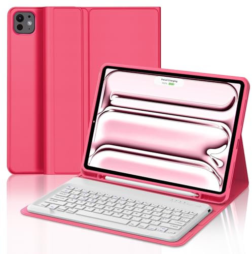 FOGARI Bluetooth Keyboard, 11 Wireless Keyboard UK Layout Rechargeable for IOS, Mac,iPad, Windows Fire OS, White