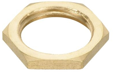 sourcing map G3/8 Pipe Fitting Hex Lock Nut Locknut Female Threaded Fastening Thin Nut for Plumbing Fixed, Brass 1Pcs