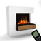 GLOW FIRE Wasserdampf Kamin PLANCK hoch rechts (Standkamin) - Elektrokamin mit realistischen LED 3D-Flammen, Knistereffekt & Fernbedienung, 111x110 cm - Opti-Myst 500 Elektro Kamin, Weiß