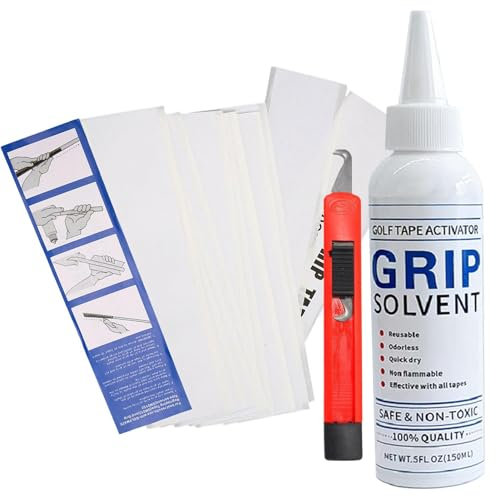 Golf Club Grip Replacement Kit - High Viscosity Golf Grip Tape Kit, Golf Grip Kit for Regripping Golf Clubs | Grip Solvent Golf Grip Tape Strips Hook Blade, Golf Club Grip Repair Kits for Golf Repair,