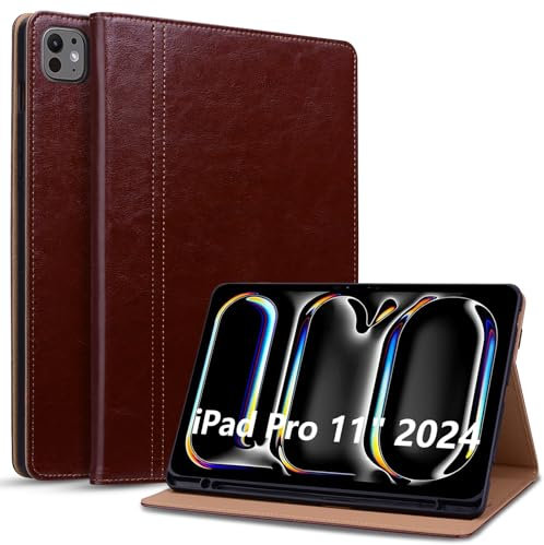 Cicili Cover per iPad Pro 11 M4 (2024, 5a Generazione) Custodia Pelle PU con Auto Sonno/Sveglia Protettiva Cover per 5a Generazione iPad Pro 11 2024 M4 A2836 A2837,Marrone