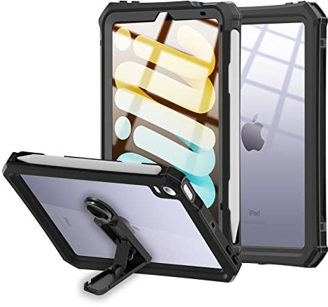 ShellBox Case Compatible with iPad Mini 7/ Mini 6 Generation 2024 IP68 Waterproof case, Built in Pencil Holder, Built-in Screen Protector, Full Body Protective Pad Cover for iPad Mini 6th 8.3 inch