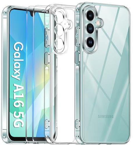 COPIKE Funda Protectora de Cámara para Samsung Galaxy A16 4G / 5G con 2 Protectores de Pantalla, Carcasa Delgada Anti-Amarillo Antigolpes, Antiarañazos PC Duro Respaldo, Transparente