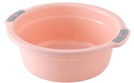 Multipurpose Plastic Wash Basin,Plastic Washing Basin,Lightweight Face Baby Adult Footed Wash Basin,Bathtub with Double Handles for Home Bathroom (Small‑Peach Pink)