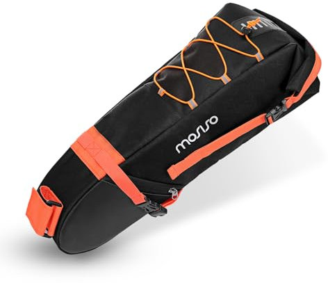 MOSISO Bike Seat Bag, 12L Bike Saddle Bag Bicycle Under Seat Pouch, Large Capacity Bicycle Tool Pannier, Cycling Accessories Pouch with Reflective Strip for Road Mountain Cycling, Black