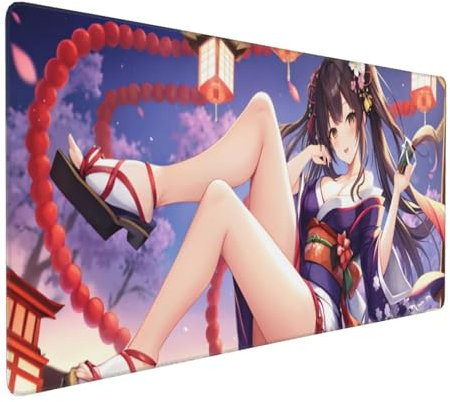 Gaming Tapis de Souris La Jeune Fille beauté, Grand Tapis de Souris XXL 1600x800x3 mm, Tapis Souris pour Clavier et Bureau, avec Bords Surpiqués et Dos Antidérapant, for Gamer Gaming Accessoire E-715