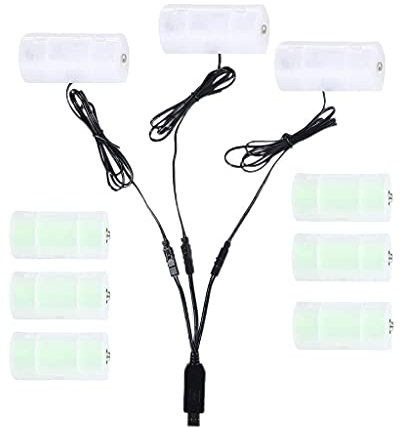 TIANQUXNGI 3-in-1-USB-Stromkabel auf C-Batterie für Taschenlampen, Herd, Warmwasserbereiter und mehr, 110 cm