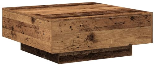 vidaXL Rustikaler Couchtisch aus massivem Holz 80X80 cm Langlebige Eichenoberfläche für Wohnzimmer Quadrat Stylisch