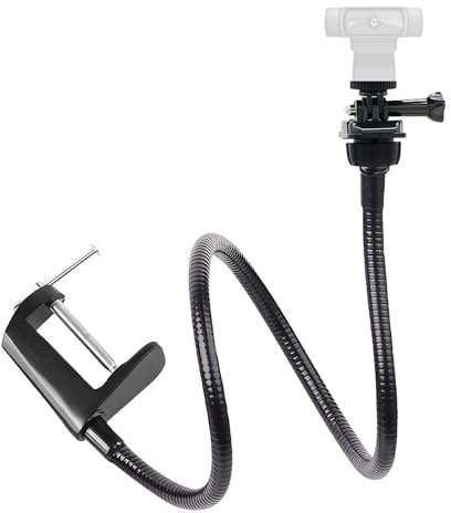 WIYETY Webcam Stand, 66cm Verstellbarer Schwanenhals Webcam-Ständer, Schreibtisch-Klemmhalterung, für Logitech C920 C922x C930e C922 C930 C615 Brio Kameras - 1/4 Gewinde