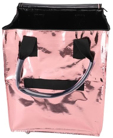 HELEVIA Grocery Bag On Wheels, Large Capacity Multifunctional Portable Collapsible Shopping Rolling Bag with Wheels, Watertight Design, for Convenient Shopping (Rose Gold)
