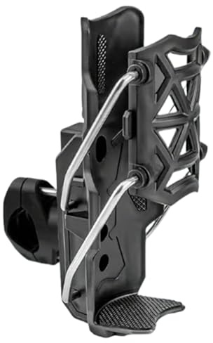 Porte-gobelet de vélo – Porte-gobelet pour déambulateur avec pince en métal de 1,5 à 4,9 cm – Support de guidon réglable pour chariot à poussée, moto, tracteur, golf, vélo, scooter, fauteuil roulant