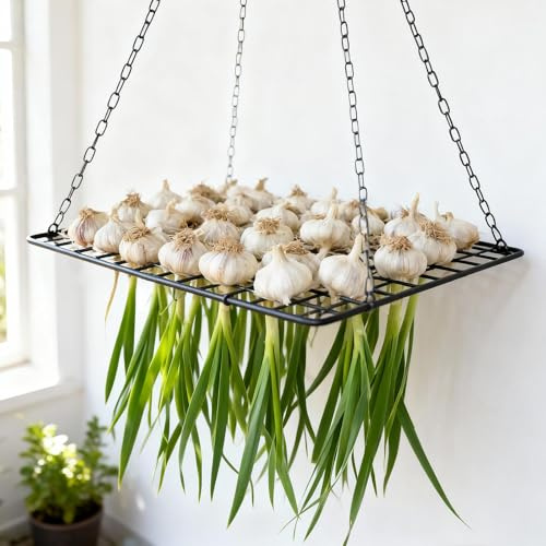 Yohsnor Garlic and Herb Drying Rack - Hanging Mesh Dryer for Garlic, Onion, Herbs, and Plants - Space-Saving Design (145x28 inches) - Perfect for Kitchen and Garden Use - Easy to Clean and Store | Garlic Drying Rack - Space-Saving (14.5x28in) - Ideal for Herbs & Plants, Kitchen & Garden Use - Easy to Clean & Store