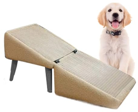 Pet 2-in-1 Hundetreppe für Bett, verstellbare Schaumstofframpe Sofa, wasserabweisende Treppe, Couch, Bett, rutschfest, Kletterwelpen und alte Katzen, mit Stützbrett