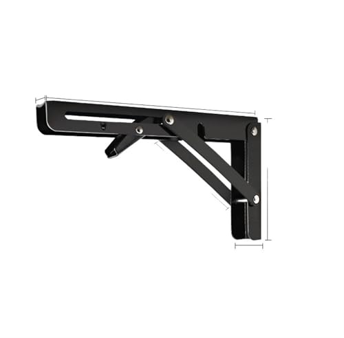 CHAKEUZND Dreieckige Stützhalterungen, Dreieck-Klappwinkel, 2er-Pack, Mehrfarbig, 8-20 Zoll(2pcs Black 14 Inch)