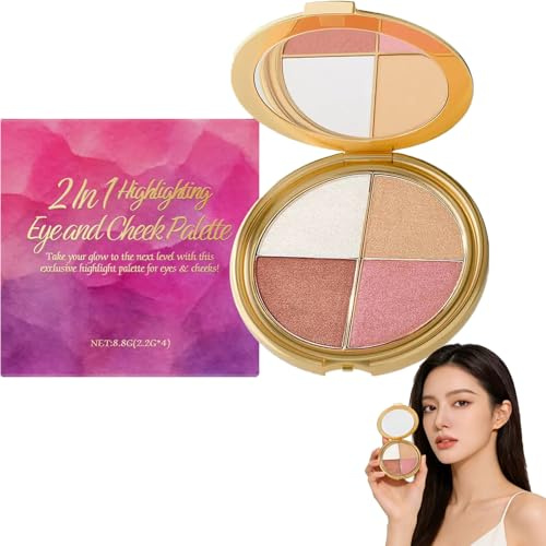 Multifunctional Highlighter Makeup Palette,All In One Makeup Palette,Advanced Blush Palettes,4-In-1 Highlighting Kit,Defining The Face. (1pcs)