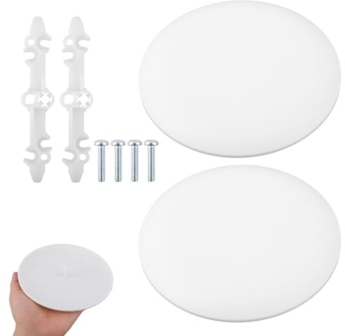 2pcs CP3540 Round Ceiling Cover Plate, Paintable White Plastic Electrical Box Light Switch Cover Plate for 3-1/2 to 5 Holes for Smog Detector Wall Access Panel Seamless Repair
