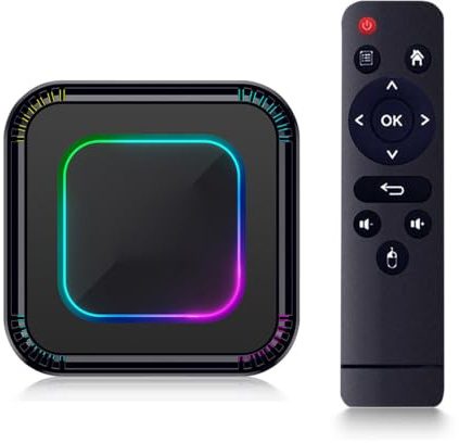 Plyisty Boîtier TV 13, Lecteur Multimédia 8K Ultra HD 4 Go RAM, avec WiFi 2,4G 5G Bluetooth 5.0 Lumière RVB, pour (Prise UE 4+32G)