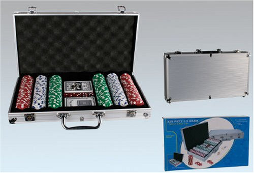 Out of the blue 79/3981 - Pokerset im Alukoffer mit 5 Würfeln, 2 Kartenspielen und 300 Chips, Circa 11.5 g