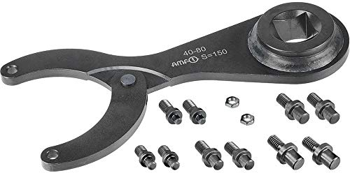 AMF 517938 Jeu de clés à ergots articulées pour clé dynamométrique, 40-80 mm, Noir