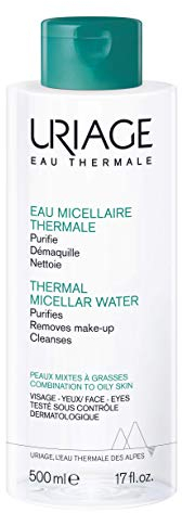 Uriage Mizellen Thermalwasser Mischhaut bis fettige Haut - Gesicht & Augen - 3in1: Reinigt, entfernt Make-up & klärt - nicht abspülen - nicht Komedogen - 96% Natürliche Inhaltsstoffe - 500ml