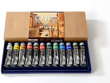 Maimeri Scatola in Plastica con 12 tubi Assortiti 20ml Colori a Olio Classico