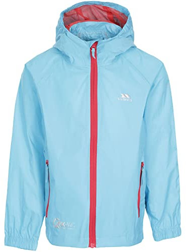 Trespass Kids Qikpac Hooded Waterproof Packaway Jacket - Aqua - 7-8 Yrs