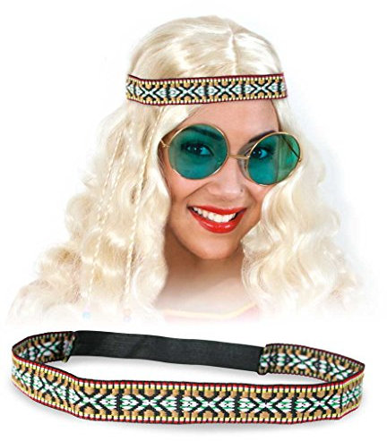 KarnevalsTeufel.de Stirnband Indianerstirnband Hippie Flower Power Peace 70 er Jahre Festival Ethno Kopfschmuck Fasching Mottoparty Accessoire