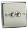 Crabtree 2 Gang 10A Classic Toggle Switch Brushed Matte Silver Chrome Home Office Wall Light Switch