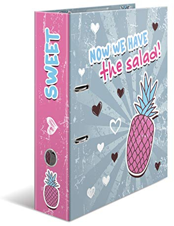 HERMA 7021 Ordner A4 Crazies Sweet Pineapple, 7 cm breit, Motiv Aktenordner aus Pappe mit Innendruck für Schule und Büro, stabiler Kinder Ringordner aus Karton für Jungen und Mädchen