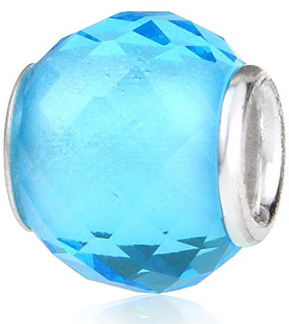 Abalorio de cristal de Murano de plata de ley 925 con piedra de nacimiento, dije de aniversario para pulsera Pandora, Vidrio Plata de ley Plata, Glass
