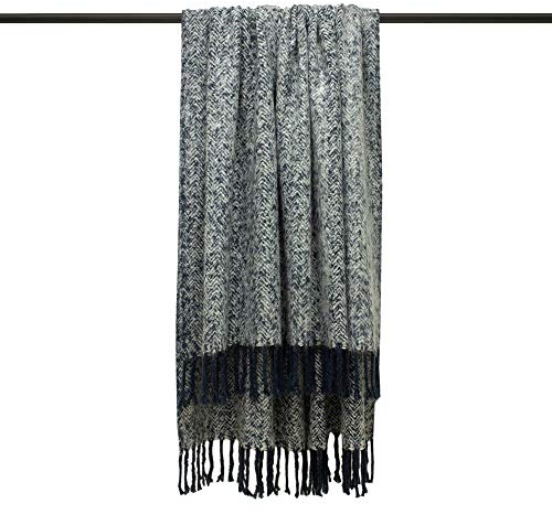 Furn Weaver Herringbone Throw-Acrylic-Navy-130cm x 180cm, Acrylic, Navy, 130cm x 180cm (51 x 71 inches)