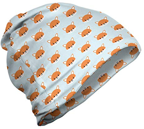 ABAKUHAUS Fuchs Unisex Beanie, Nursery Baby-Tierkopf, Wandern im Freien, Baby Blue Persian orange