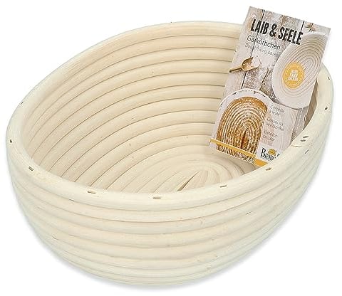Birkmann, Laib & Seele Gärkörbchen oval, 24,5 x 18,5 cm, Peddigrohr, Brotkorb für Teige und Brote bis 1000 g, 209077